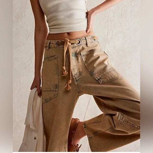 NWOT Free People We The Free Moxie Pull On Barrel Jeans - Picture 8 of 15